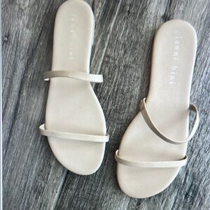 Cream Minimalist Slide Sandals with Thin Straps